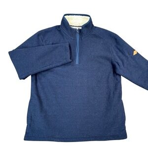 Orvis Quarter Zip Sherpa Lined Pullover Mens Size L Navy Heavy Fleece Jacket